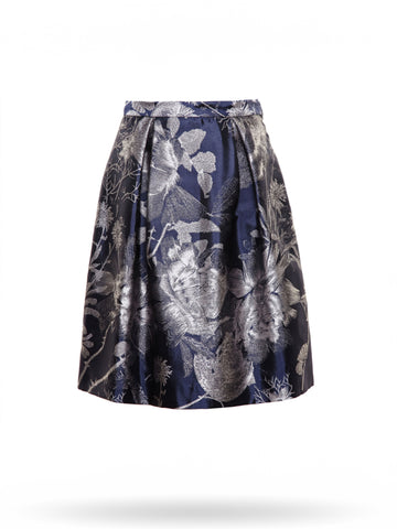 BETH FLORAL JACQUARD SKIRT BLUE