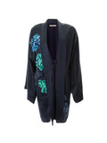 ELFREIDA SILK SHORT KIMONO NAVY