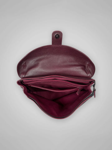 LEATHER MESSENGER BAG BURGUNDY