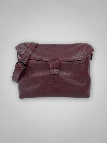 LEATHER MESSENGER BAG BURGUNDY