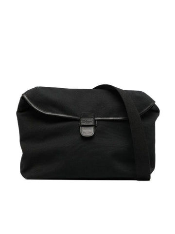 SAC MESSAGER EN TOILE UNI NOIR 