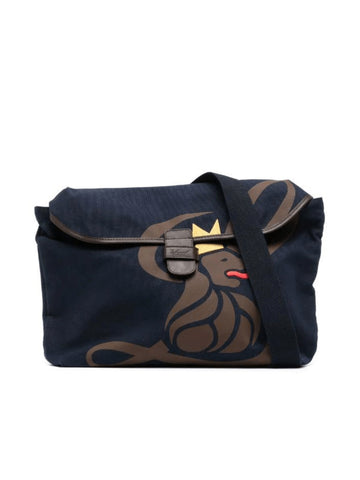 CANVAS LION MESSENGER BAG NAVY