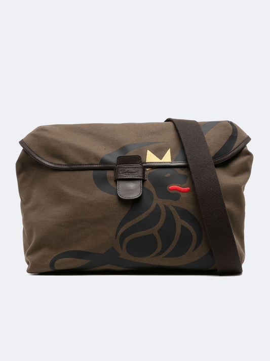 SAC MESSAGER EN TOILE LION KAKI 