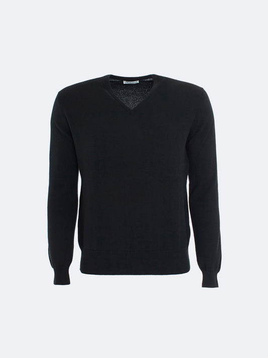 PULL COL V EN CACHEMIRE NOIR 