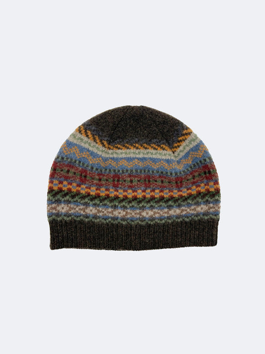 BONNET FAIR ISLE MARRON MULTICOLORE 