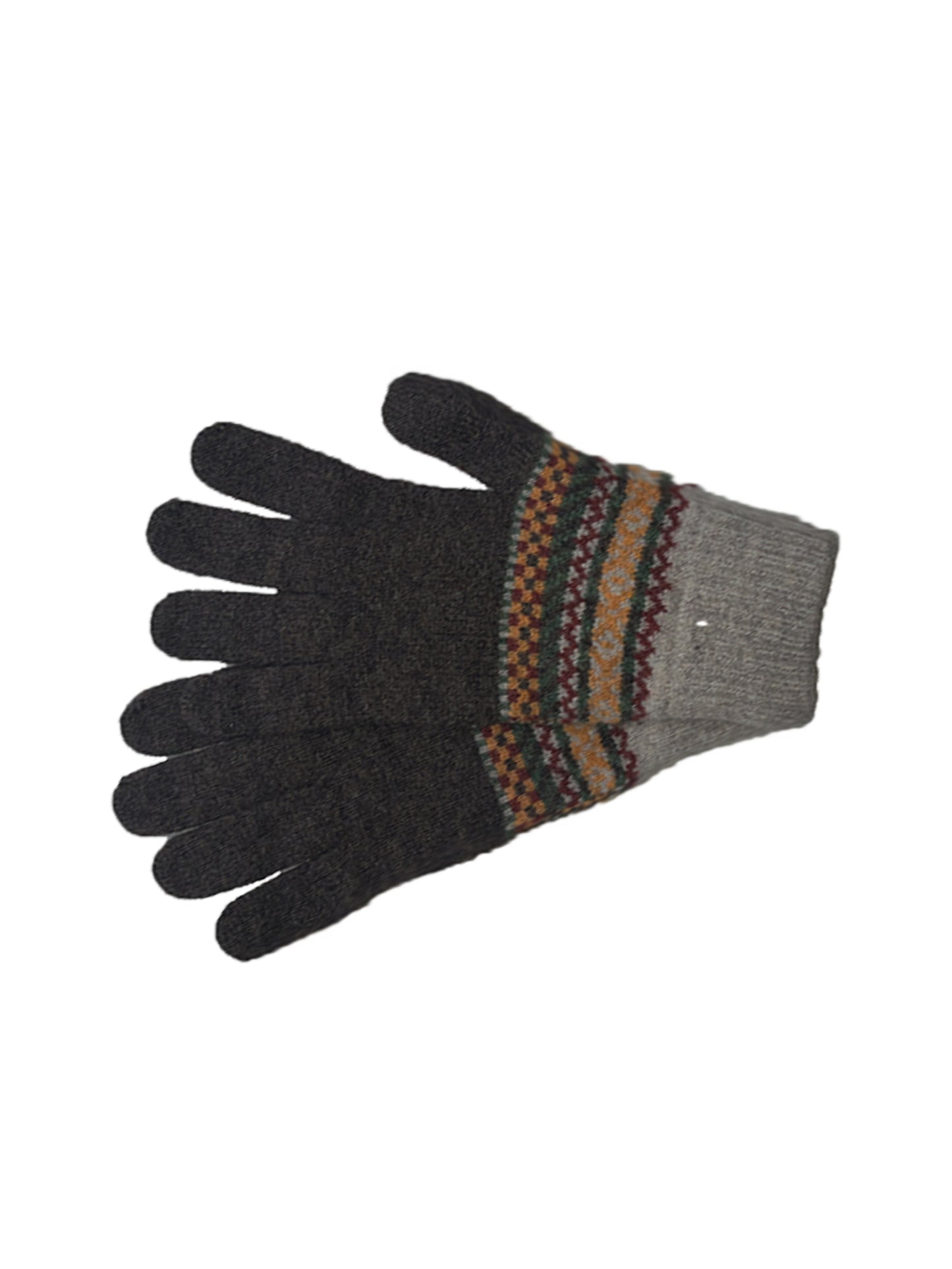 FAIR ISLE GLOVES BROWN