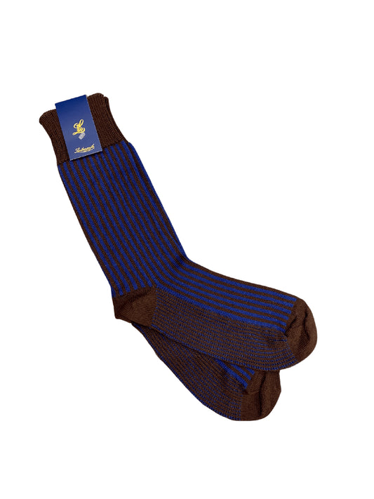 KENSINGTON RIBBED SOCKS INKY/DARK CHOCOLATE