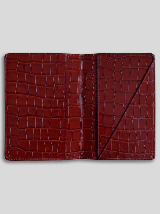 MAYFAIR REFILLABLE DIARY/NOTEBOOK WALLET CROC SPICED JAM RED