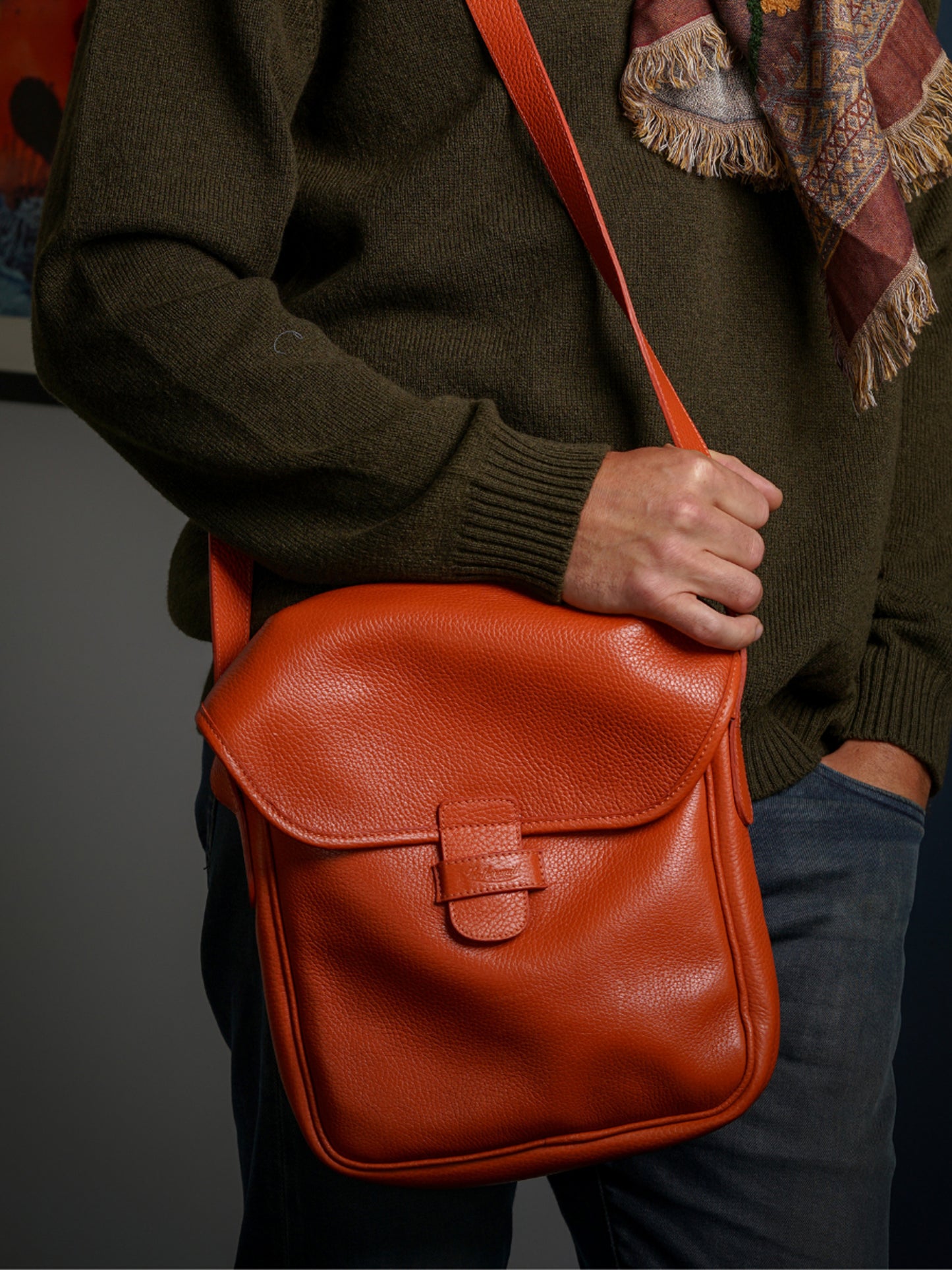 SAC BANDOULIÈRE EN CUIR ORANGE