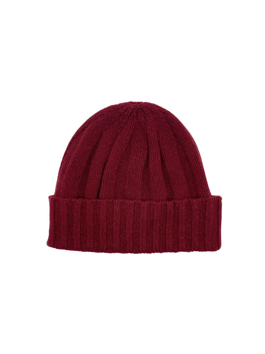 CASHMERE RIB BEANIE RED