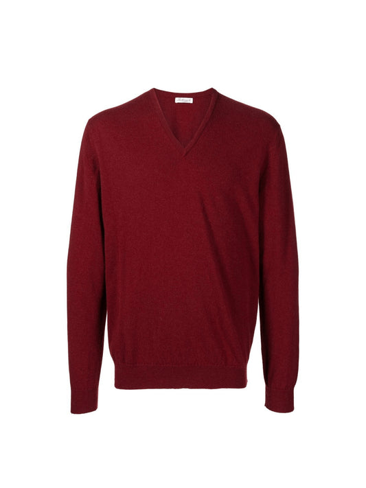 PULL COL V EN CACHEMIRE BORDEAUX 