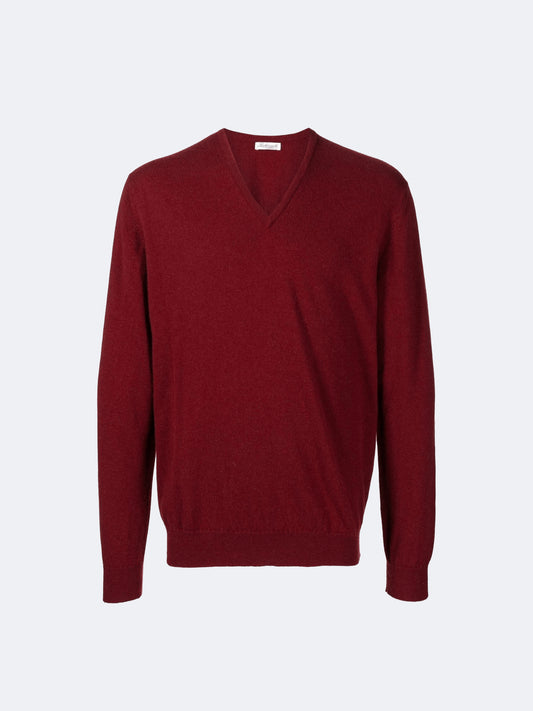 PULL COL V EN CACHEMIRE BORDEAUX 