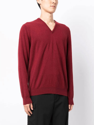 CASHMERE V-NECK SWEATER BURGUNDY