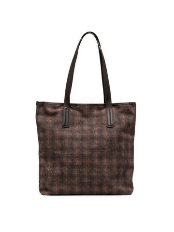 CANVAS TARTAN SHOPPER