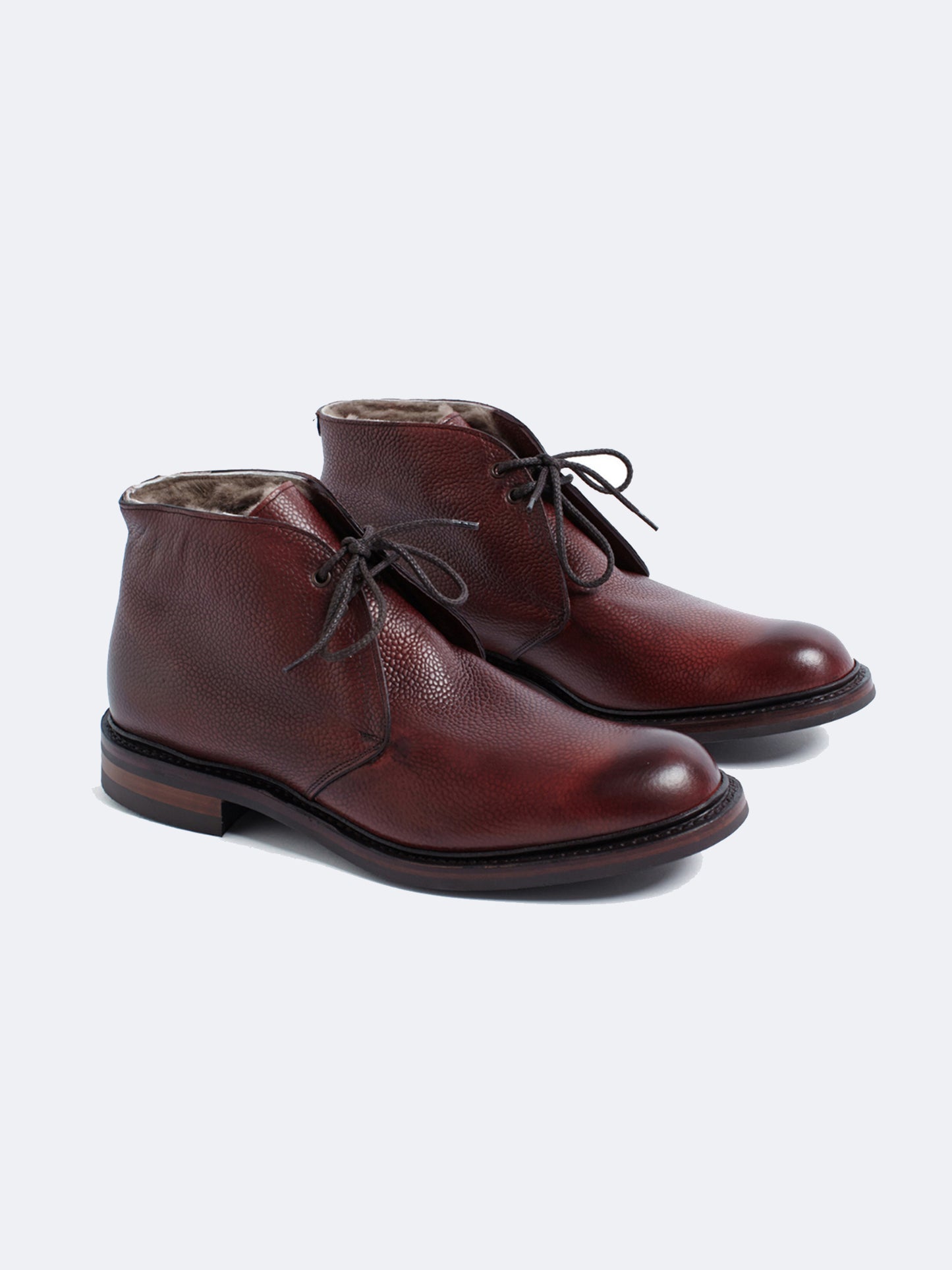 CHAUSSURE SHACKLETON EN CUIR ET FOURRURE BORDEAUX