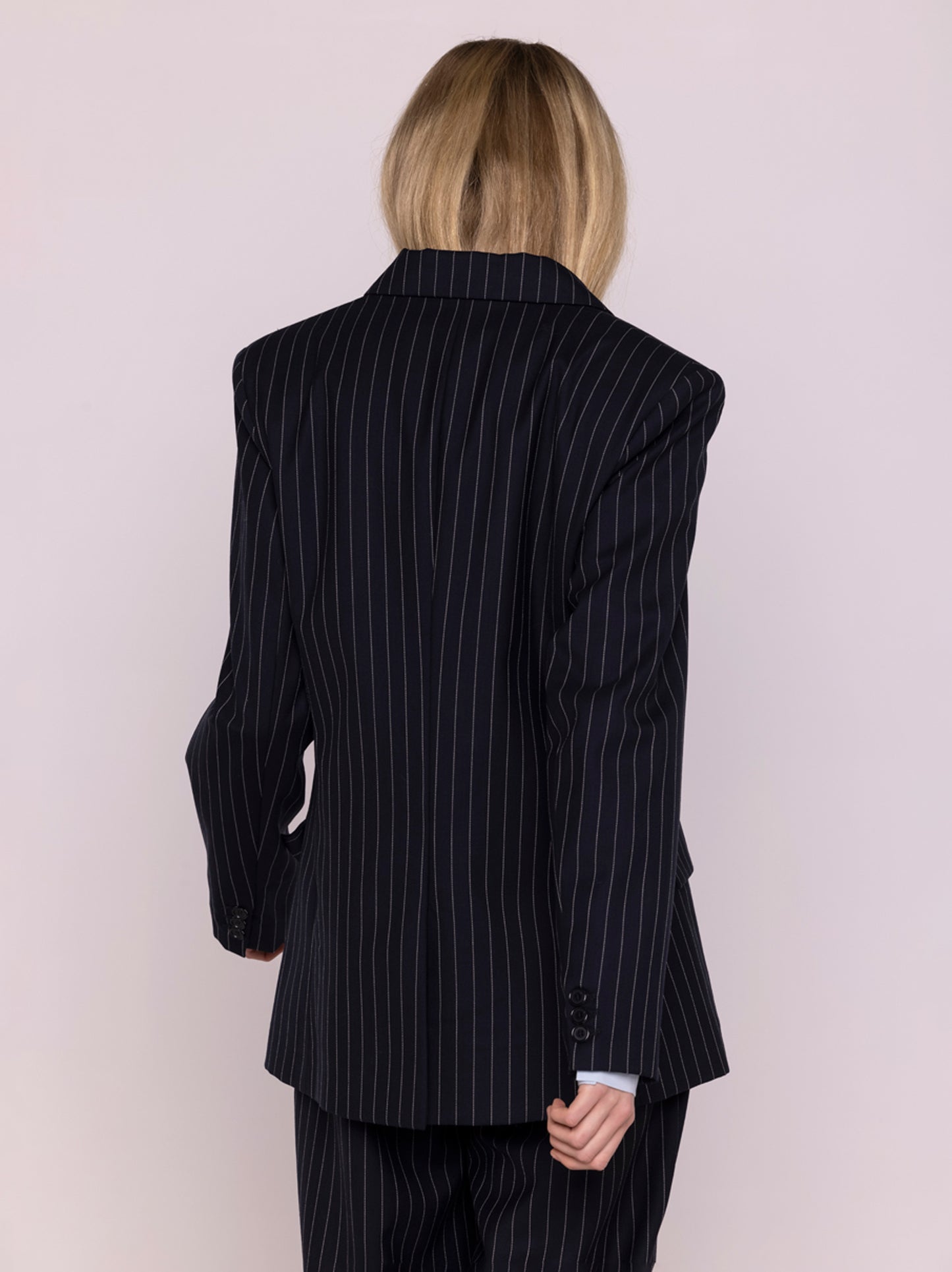 PINSTRIPE WOOL BLAZER NAVY