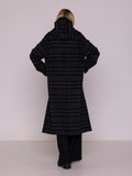 HOODED WOOL COAT CHECK MULTI