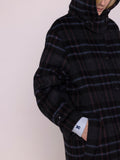 HOODED WOOL COAT CHECK MULTI