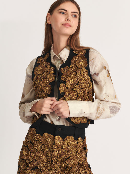 CHARMA WAISTCOAT BLACK & GOLD