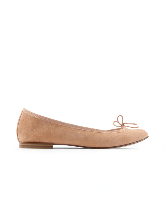 BALLERINE CENDRILLON EN CUIR DAIM NUDE 