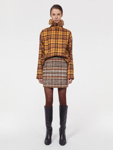 SEINE SKIRT BRUSHED CHECK BROWN