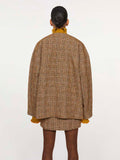 DORILA CHECK CARAMEL BROWN JACKET