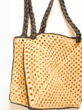 SAC SHOPPER EN RAPHIA PAILLE/NOIR