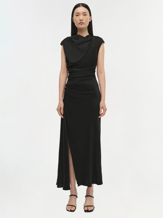 BURKE DRAPED DRESS BLACK