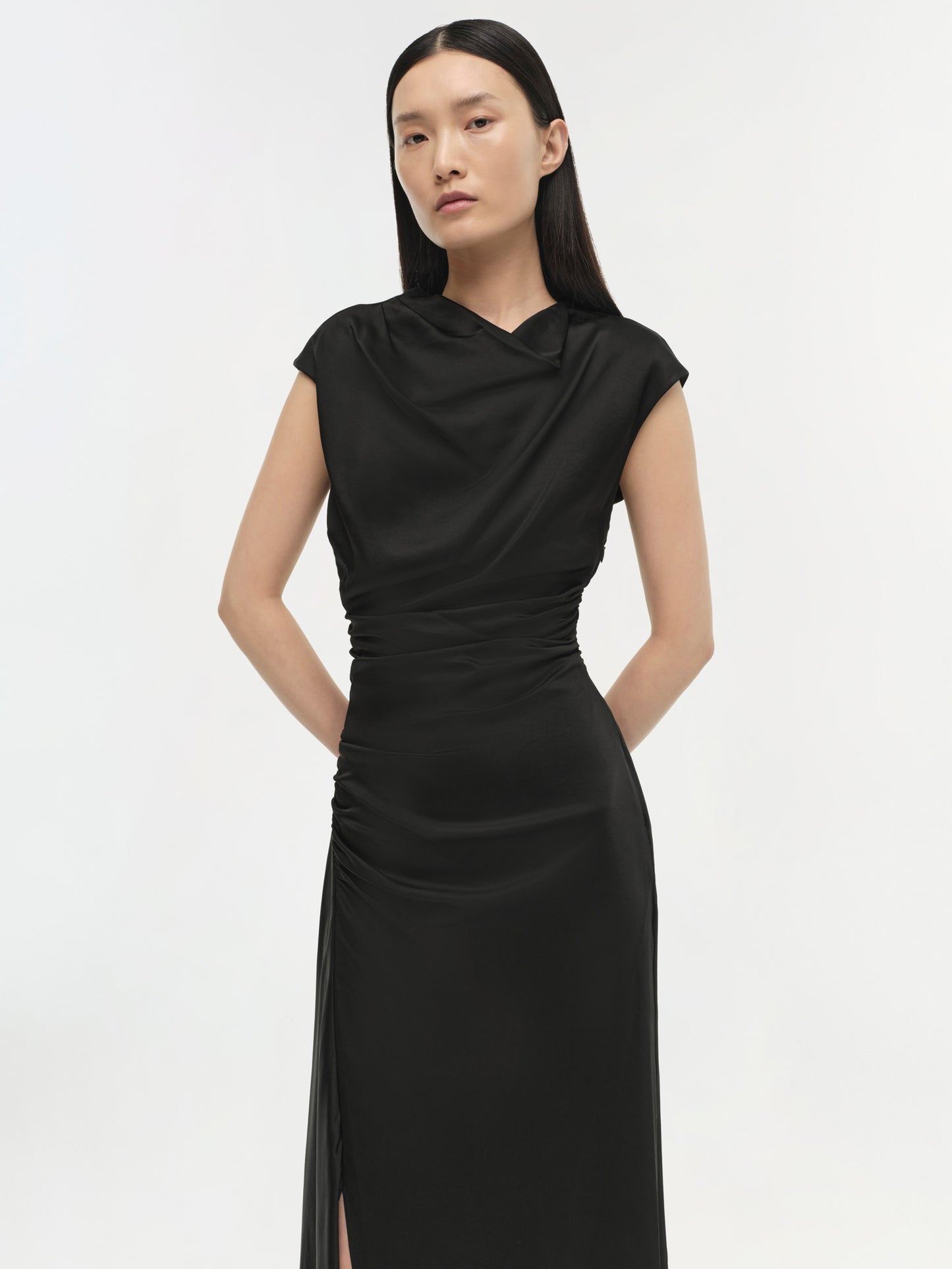 BURKE DRAPED DRESS BLACK