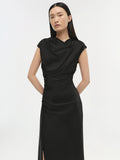 BURKE DRAPED DRESS BLACK