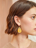 BOUCLES D'OREILLES EN PIERRE MARTELÉE BEIGE 