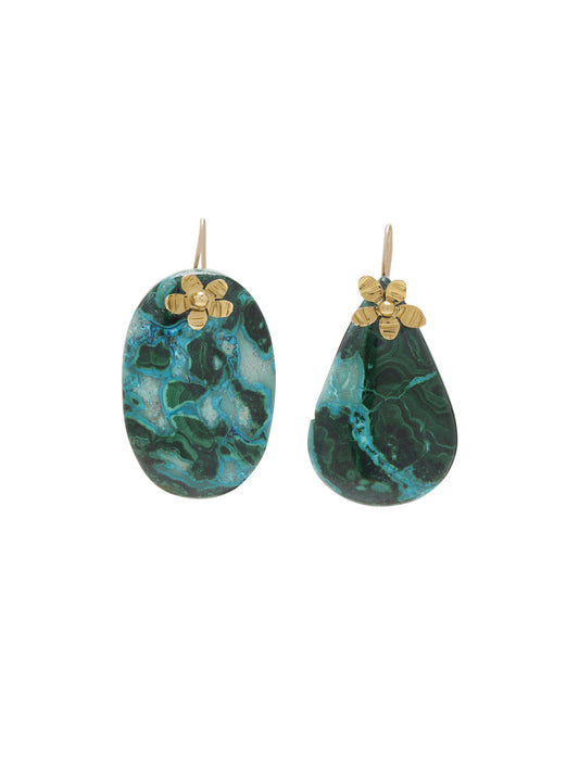 BOUCLES D'OREILLES PIERRE MARTELÉE TURQUOISE 