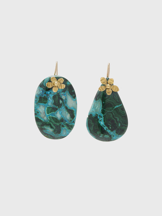 BOUCLES D'OREILLES PIERRE MARTELÉE TURQUOISE 