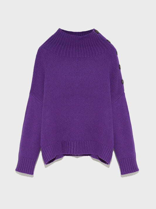 CASHMERE WOOL KNIT JUMPER PURPLE