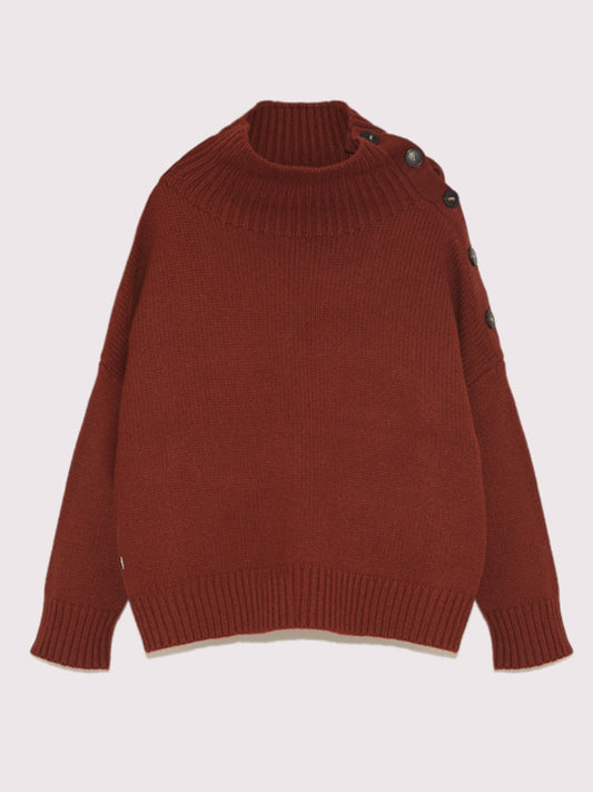 CASHMERE FUNNEL NECK SWEATER BURGUNDY